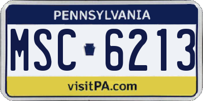 PA license plate MSC6213