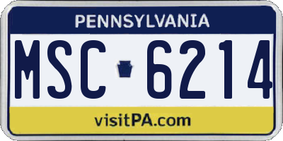 PA license plate MSC6214