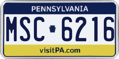 PA license plate MSC6216