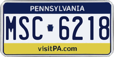PA license plate MSC6218