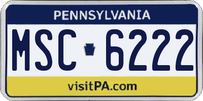 PA license plate MSC6222