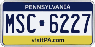 PA license plate MSC6227