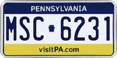 PA license plate MSC6231