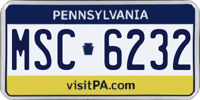 PA license plate MSC6232