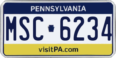 PA license plate MSC6234
