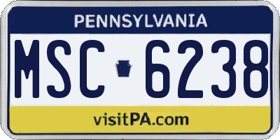 PA license plate MSC6238