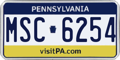 PA license plate MSC6254