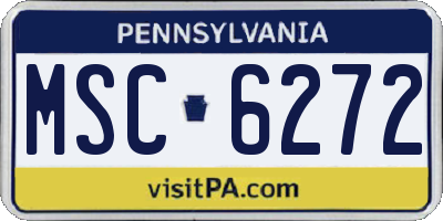 PA license plate MSC6272