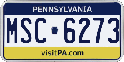 PA license plate MSC6273