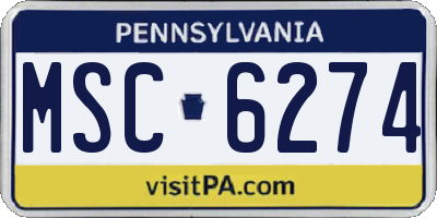 PA license plate MSC6274