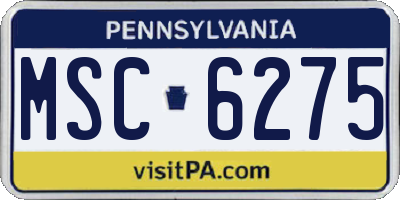 PA license plate MSC6275