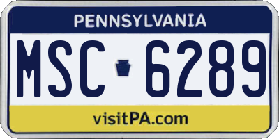 PA license plate MSC6289