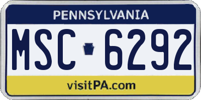 PA license plate MSC6292