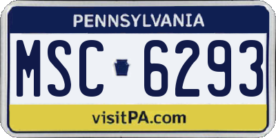 PA license plate MSC6293