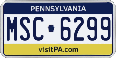 PA license plate MSC6299