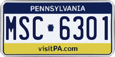 PA license plate MSC6301
