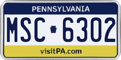 PA license plate MSC6302