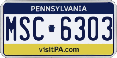 PA license plate MSC6303