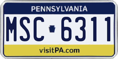 PA license plate MSC6311