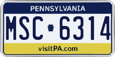 PA license plate MSC6314