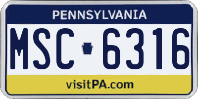 PA license plate MSC6316