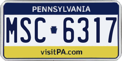 PA license plate MSC6317