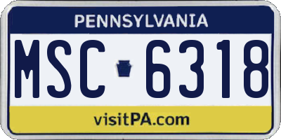PA license plate MSC6318