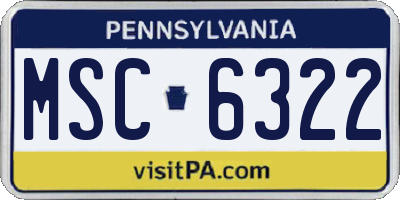 PA license plate MSC6322
