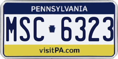 PA license plate MSC6323