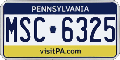 PA license plate MSC6325