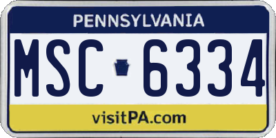 PA license plate MSC6334