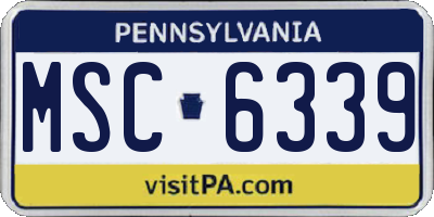 PA license plate MSC6339