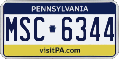 PA license plate MSC6344