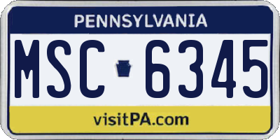 PA license plate MSC6345