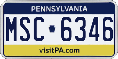 PA license plate MSC6346