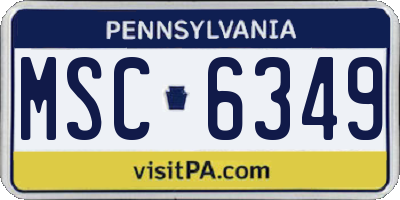 PA license plate MSC6349