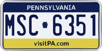 PA license plate MSC6351
