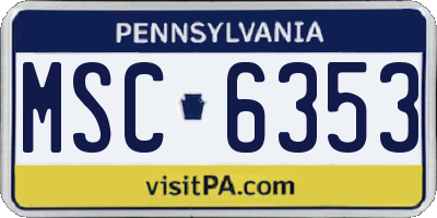PA license plate MSC6353