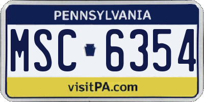 PA license plate MSC6354