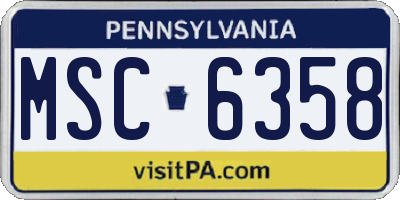 PA license plate MSC6358