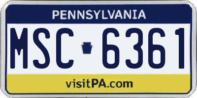 PA license plate MSC6361