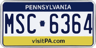 PA license plate MSC6364