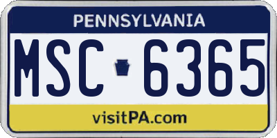 PA license plate MSC6365