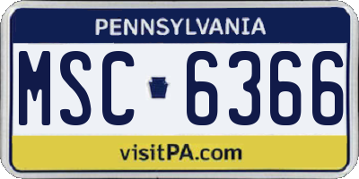 PA license plate MSC6366