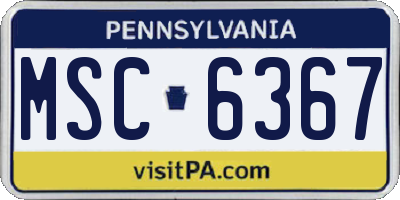 PA license plate MSC6367