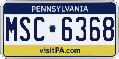 PA license plate MSC6368