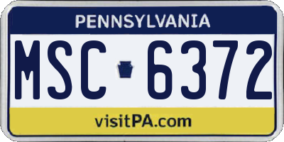 PA license plate MSC6372
