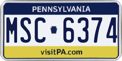 PA license plate MSC6374