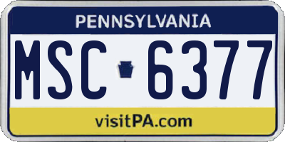 PA license plate MSC6377