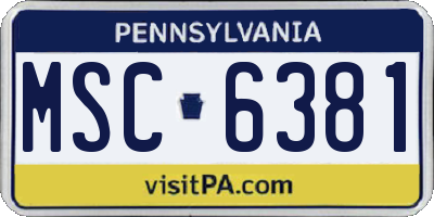PA license plate MSC6381